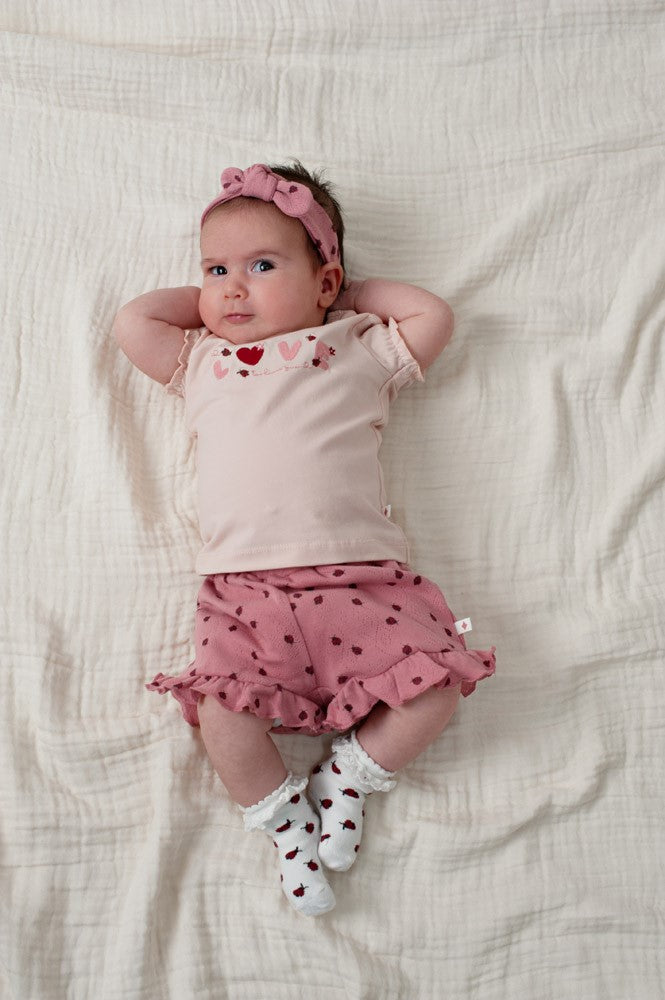Pantalón corto de canalé bebé niña Lovebug