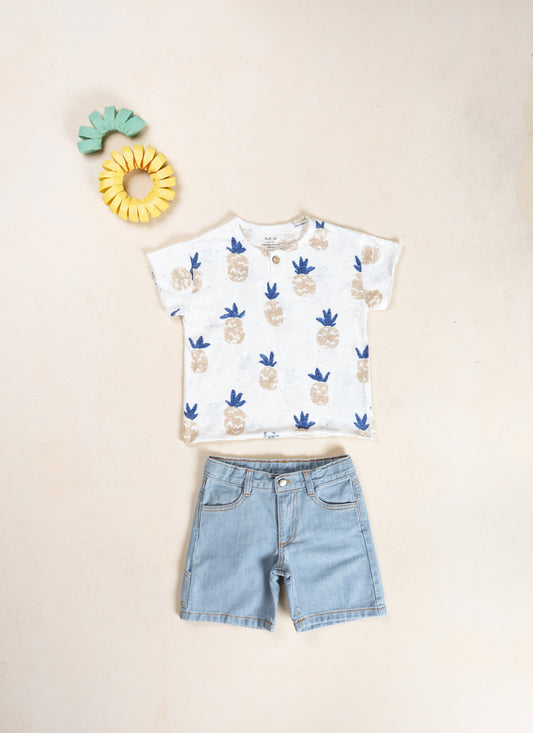 Camiseta jersey flamé estampada niño