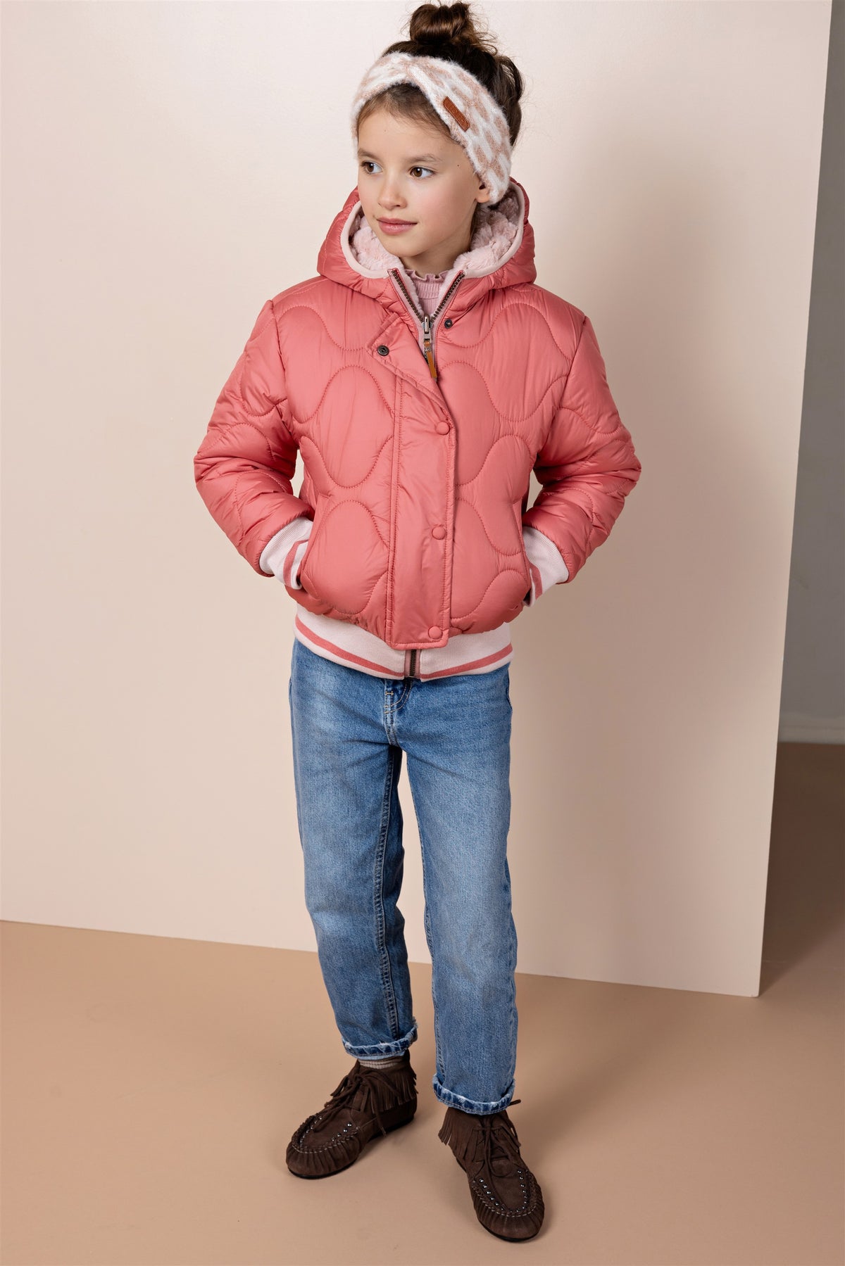 Cazadora bomber de invierno reversible con capucha Bomby niña