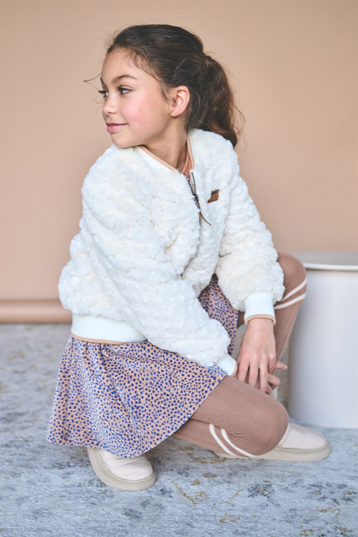 Chaqueta de pelo para interior con cremallera Doris niña