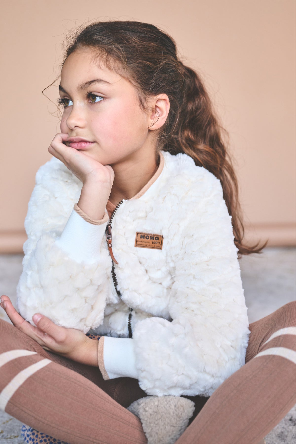 Chaqueta de pelo para interior con cremallera Doris niña