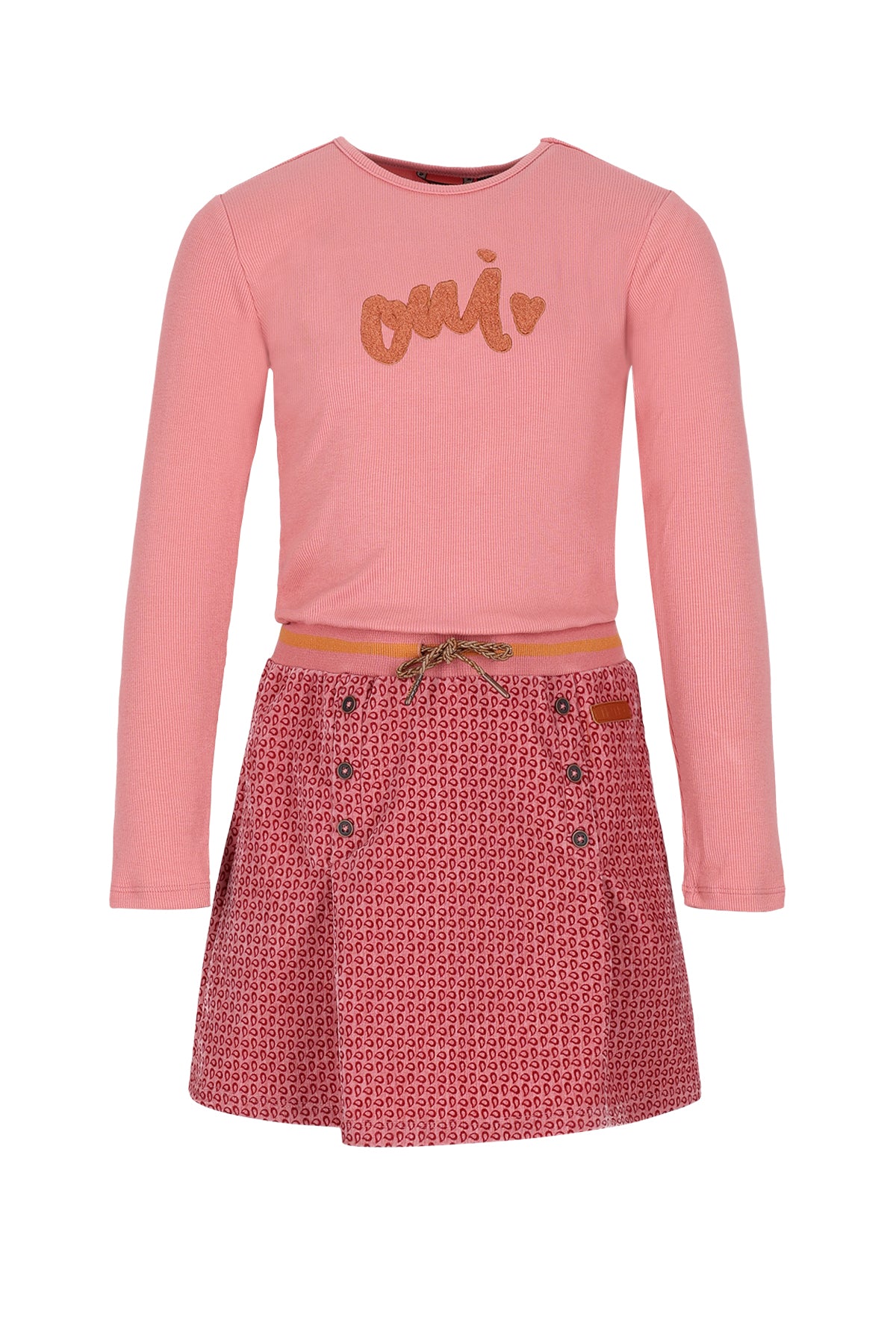 Vestido combinado con bordado OUI Moss niña