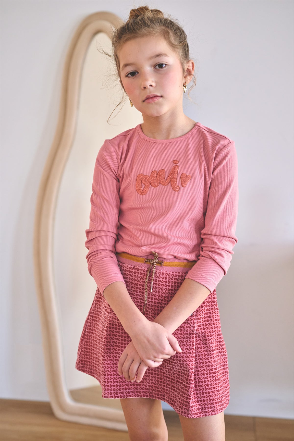 Vestido combinado con bordado OUI Moss niña