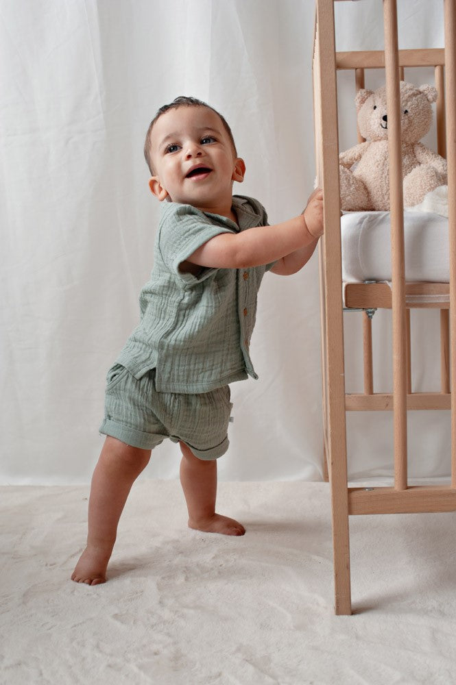 Blusa muselina manga corta bebé niño Summer Woven
