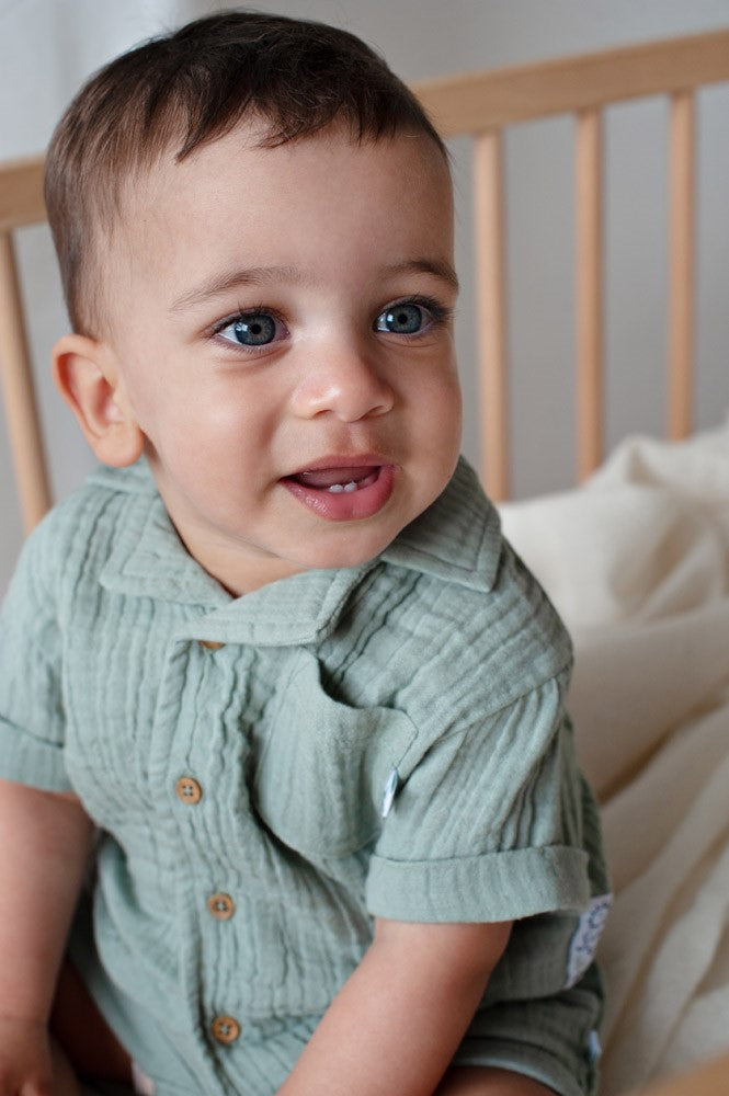Blusa muselina manga corta bebé niño Summer Woven