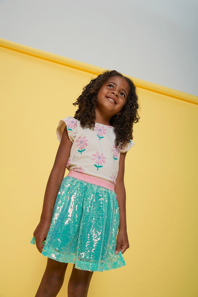 Falda con lentejuelas niña Rolling into Spring