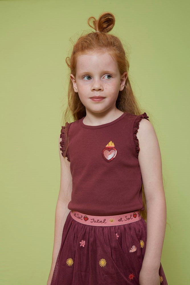 Camiseta sin mangas de canalé niña Salsa Sunset